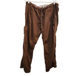 Koi Y2K Brown Drawstring Straight Leg Work Cargo Scrubs Pants Comfy Size XL